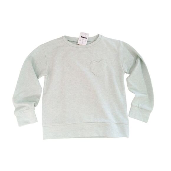 Crewcuts Heart Pocket Crewneck XS (4–5) Aqua Blue | Everyday Favorite - Picture 3 of 9